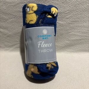 Comfort Bay 50” x 60” Blue Dog Print Fleece Throw/Blanket